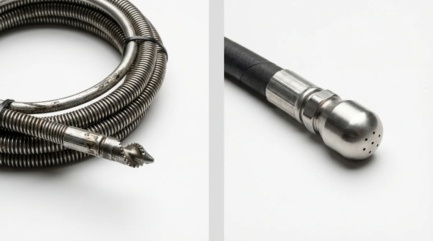 Drain snake cable and hydro jetting nozzle used for drain cleaning in Mill Valley, CA