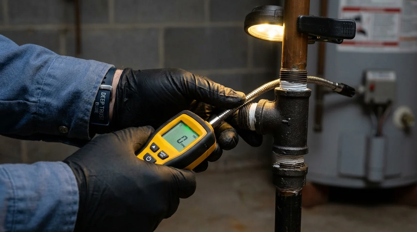 Gas leak detection with electronic sniffer by Johns Plumbing LLC in Mill Valley