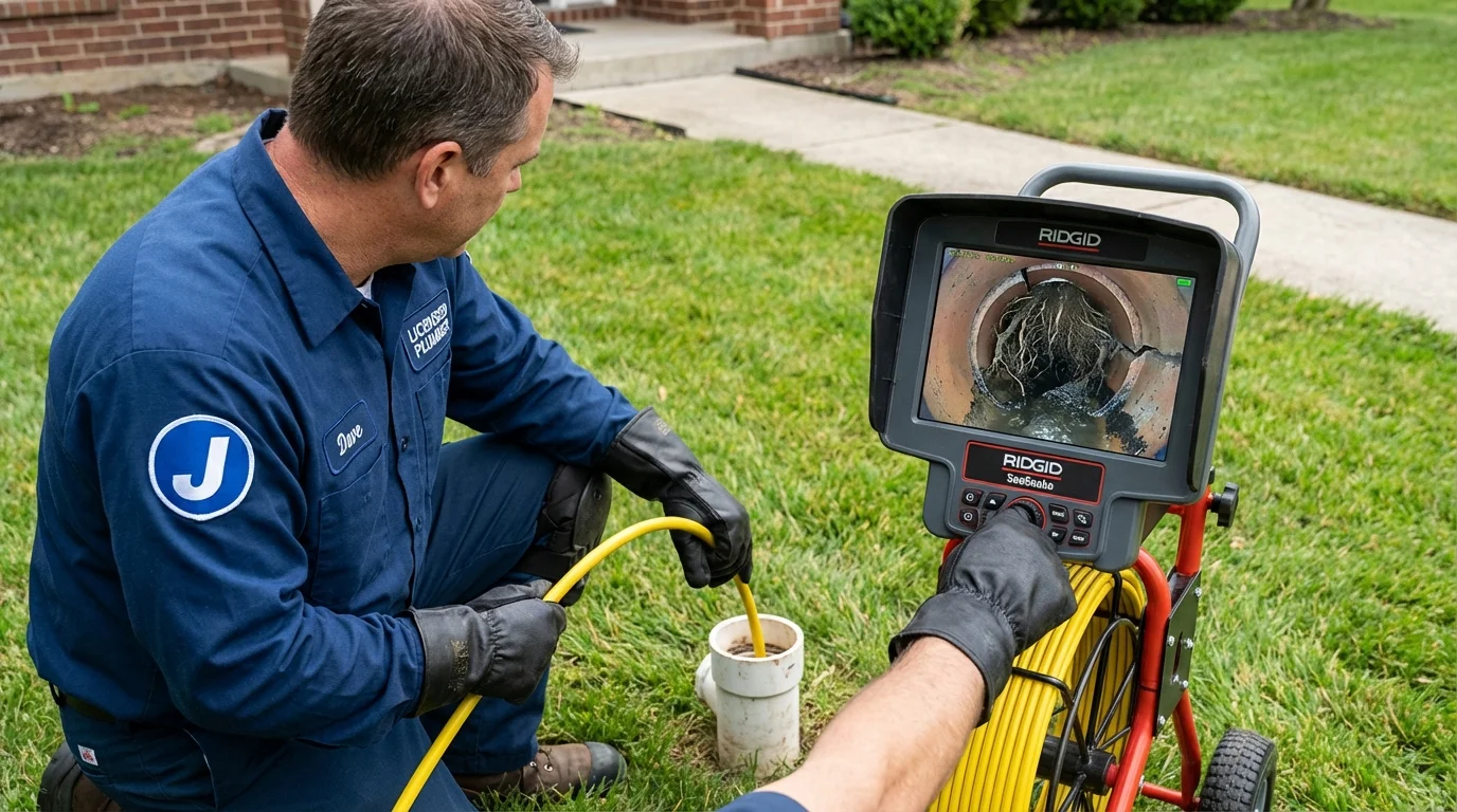 Sewer camera inspection being performed by Johns Plumbing LLC in Mill Valley